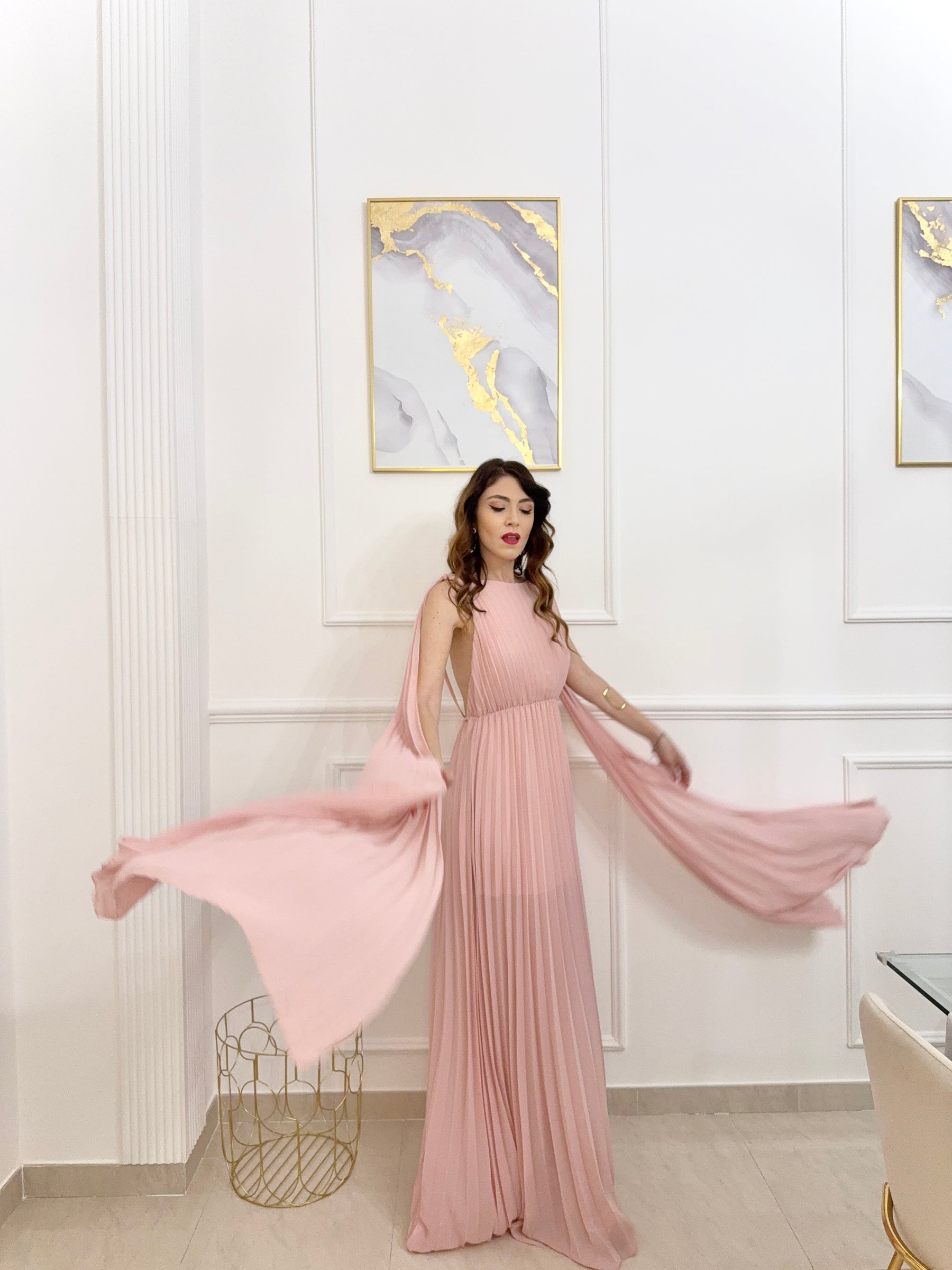 Rochie lungă elegantă plisată Alice