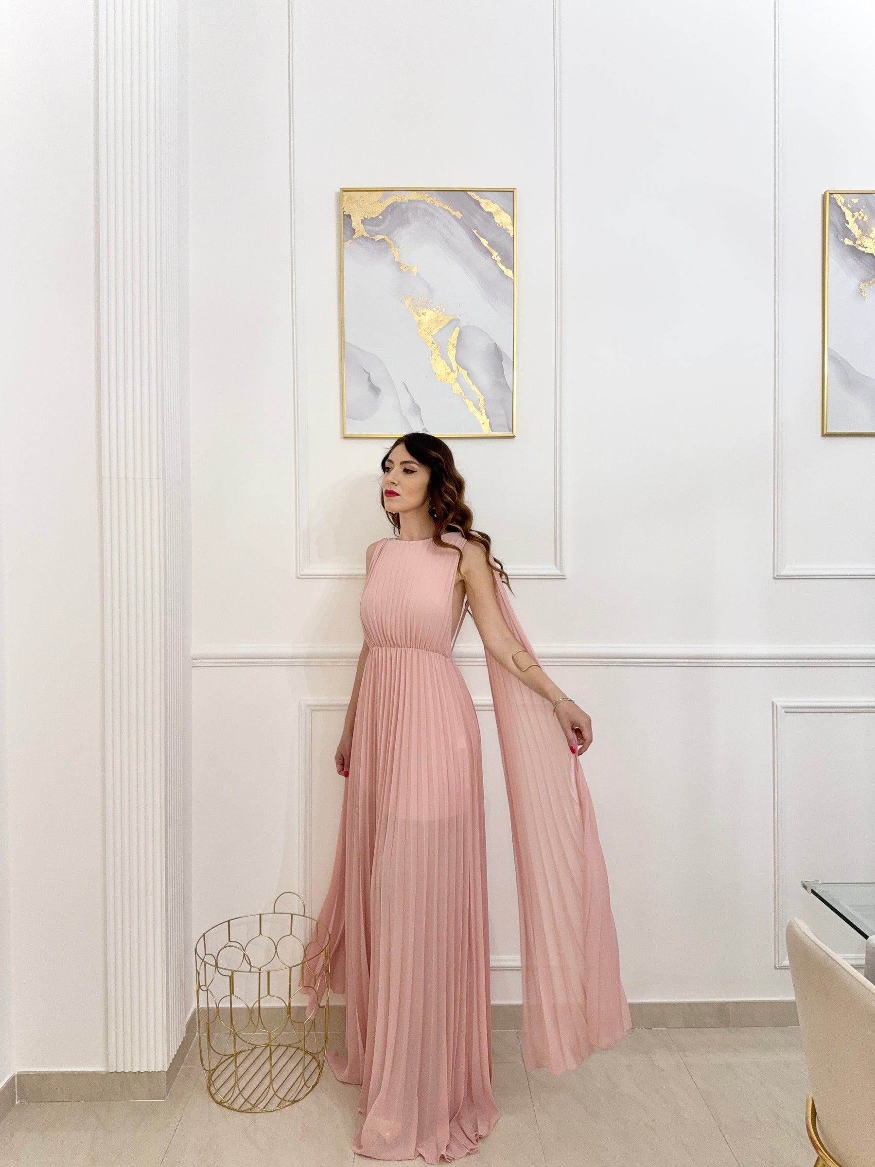 Rochie lungă elegantă plisată Alice