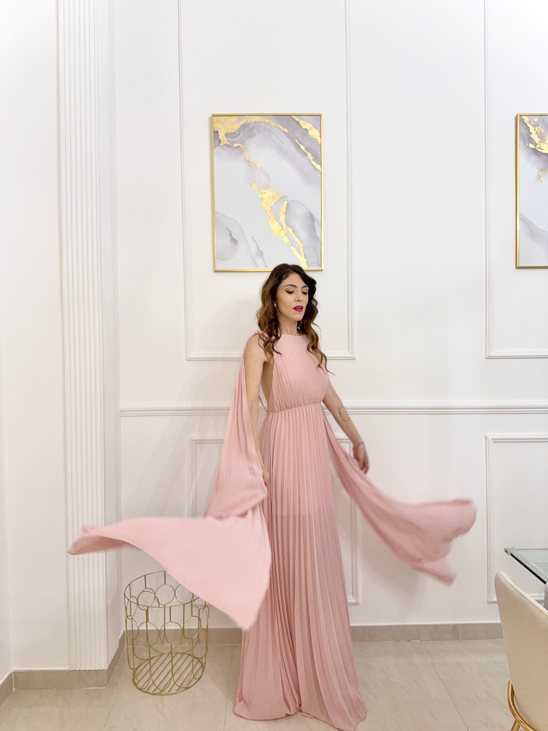 Rochie lungă elegantă plisată Alice