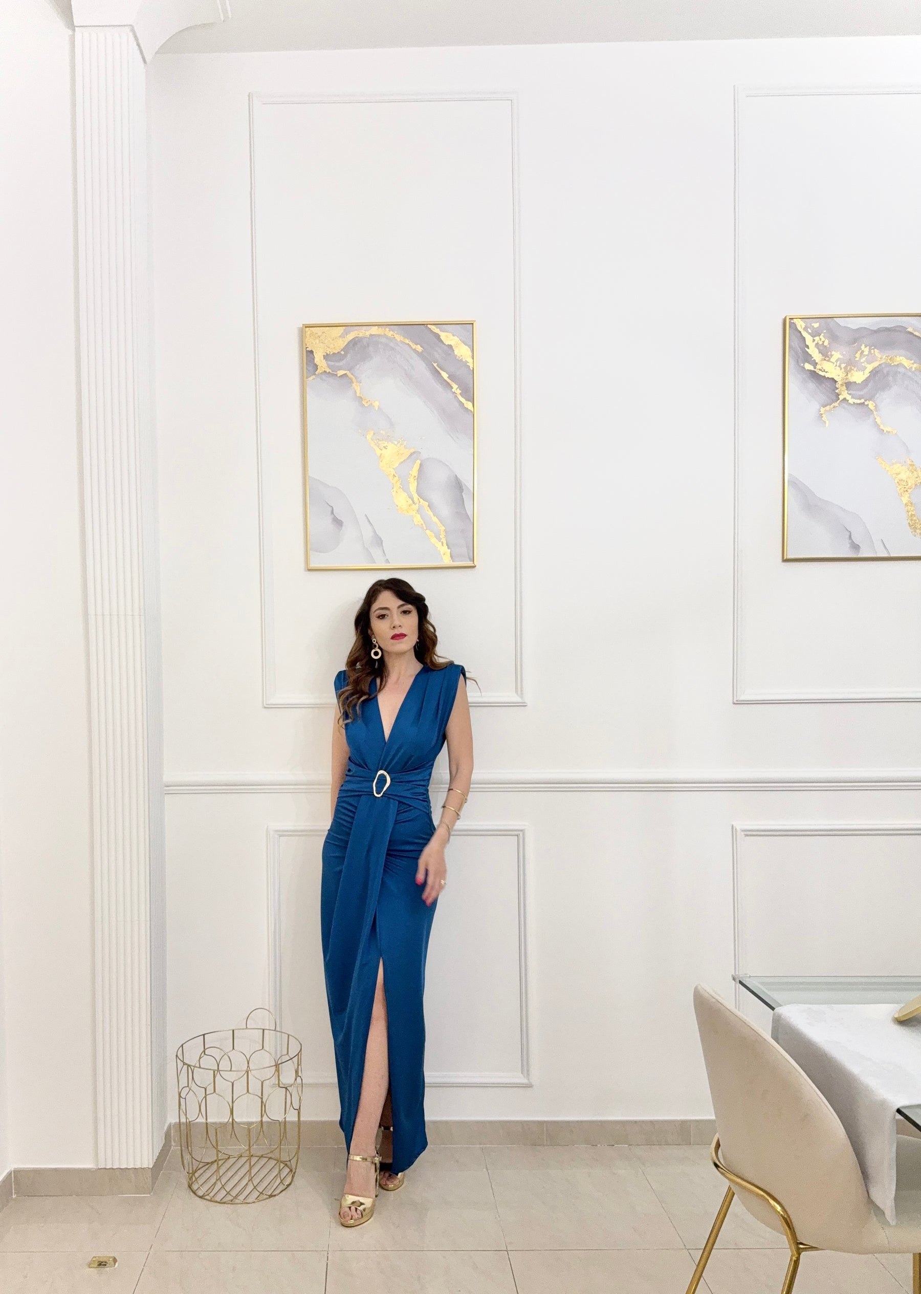 Minevra long satin dress