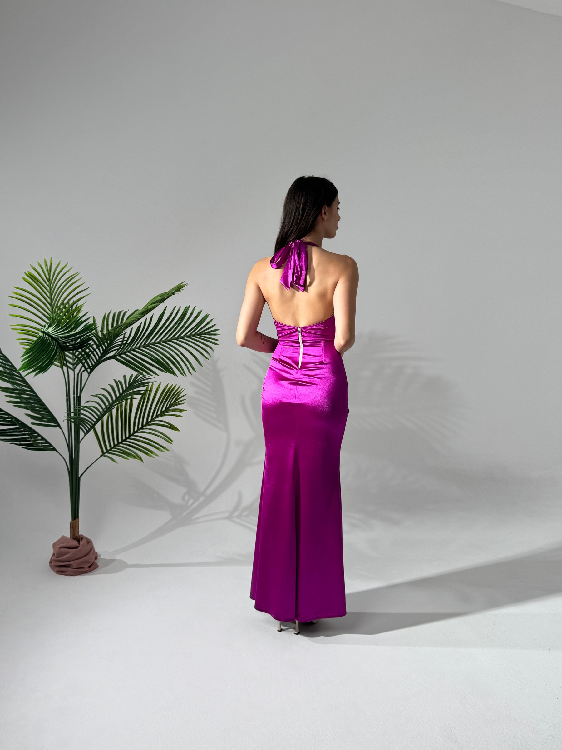 Abito elegante azzurro in fusia
