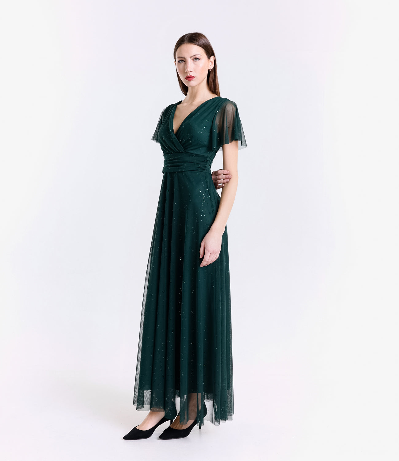Vestito verde.S trasparente, perfetto per eventi all’aperto