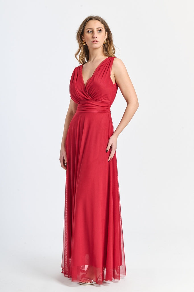 Abito da damigella in tulle con scollo a V Flavia