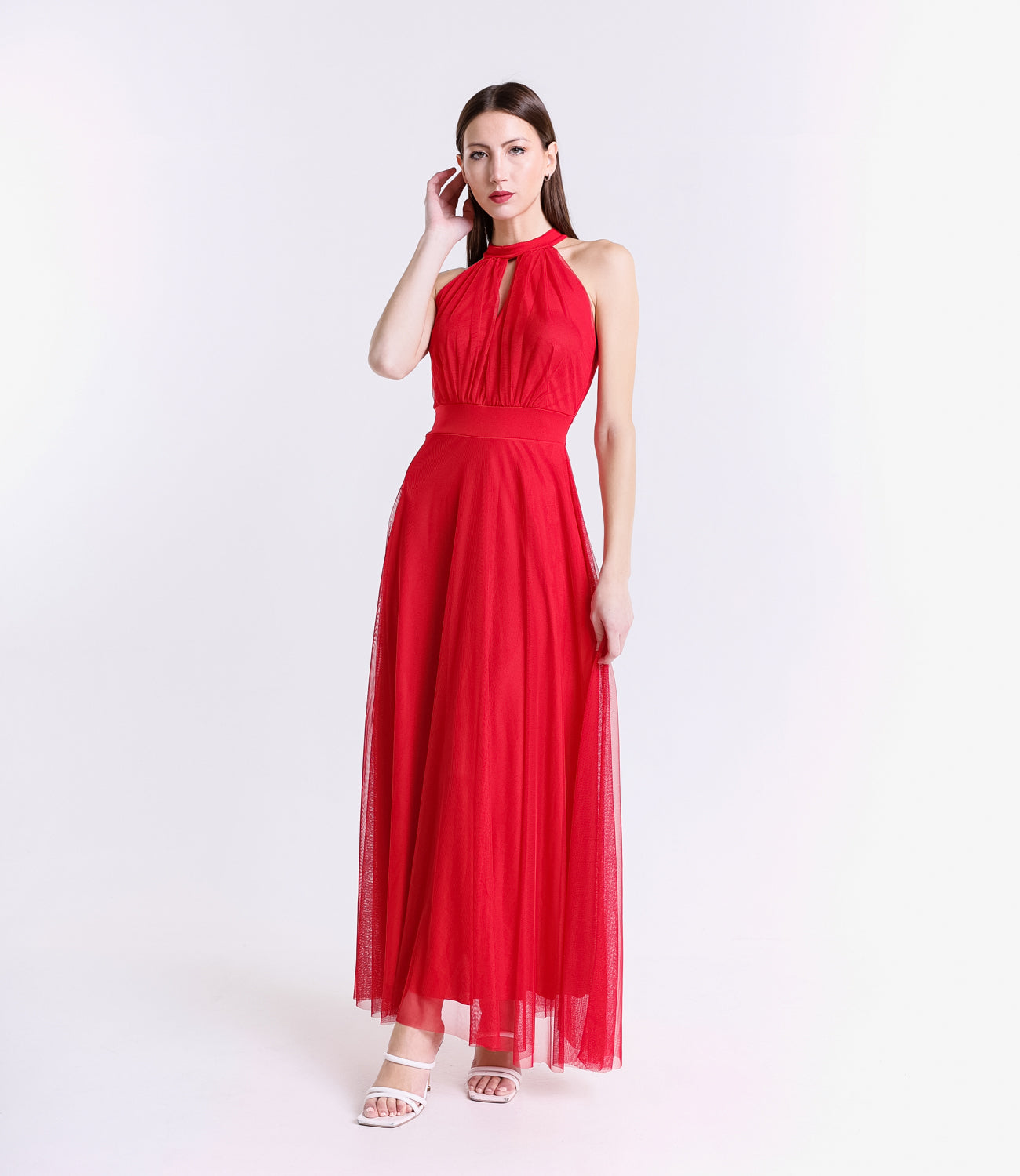 Abito lungo in tulle cut out Lucrezia