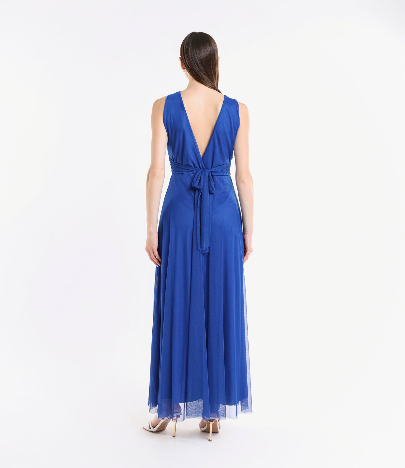 Abito formale bluette in pizzo coneleganza leggera
