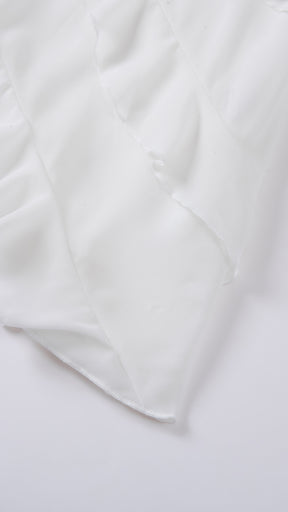 Vestito Donna Spalline Sottili con Balze Oblique, Abito Midi Smanicato Scollatura a V, Modello Elegante per Serate e Vacanze
