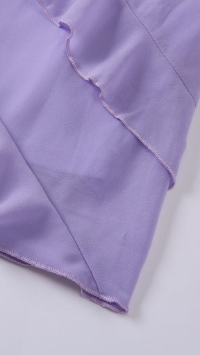 Vestito Donna Spalline Sottili con Balze Oblique, Abito Midi Smanicato Scollatura a V, Modello Elegante per Serate e Vacanze