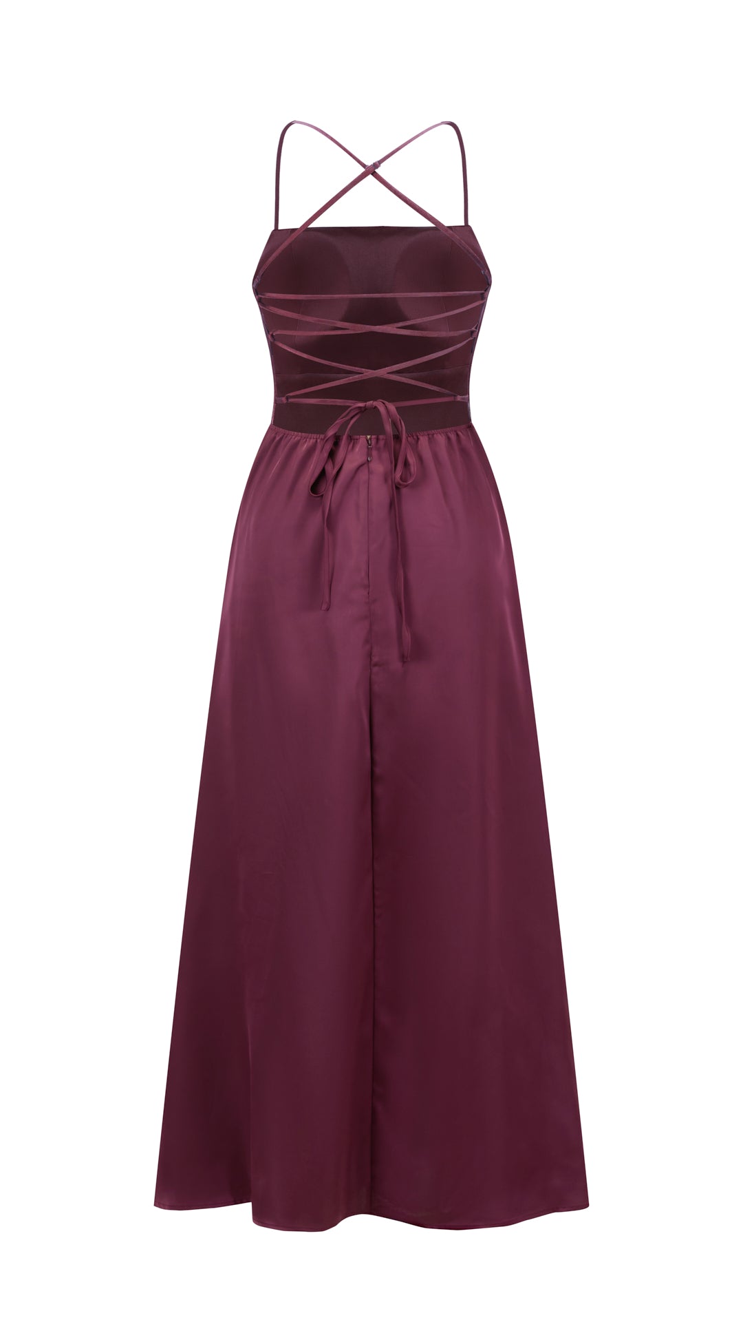 Abito Lungo in Satin con Spalline Sottili e Schiena a Croce - Eleganza per Matrimoni e Serate（副本）
