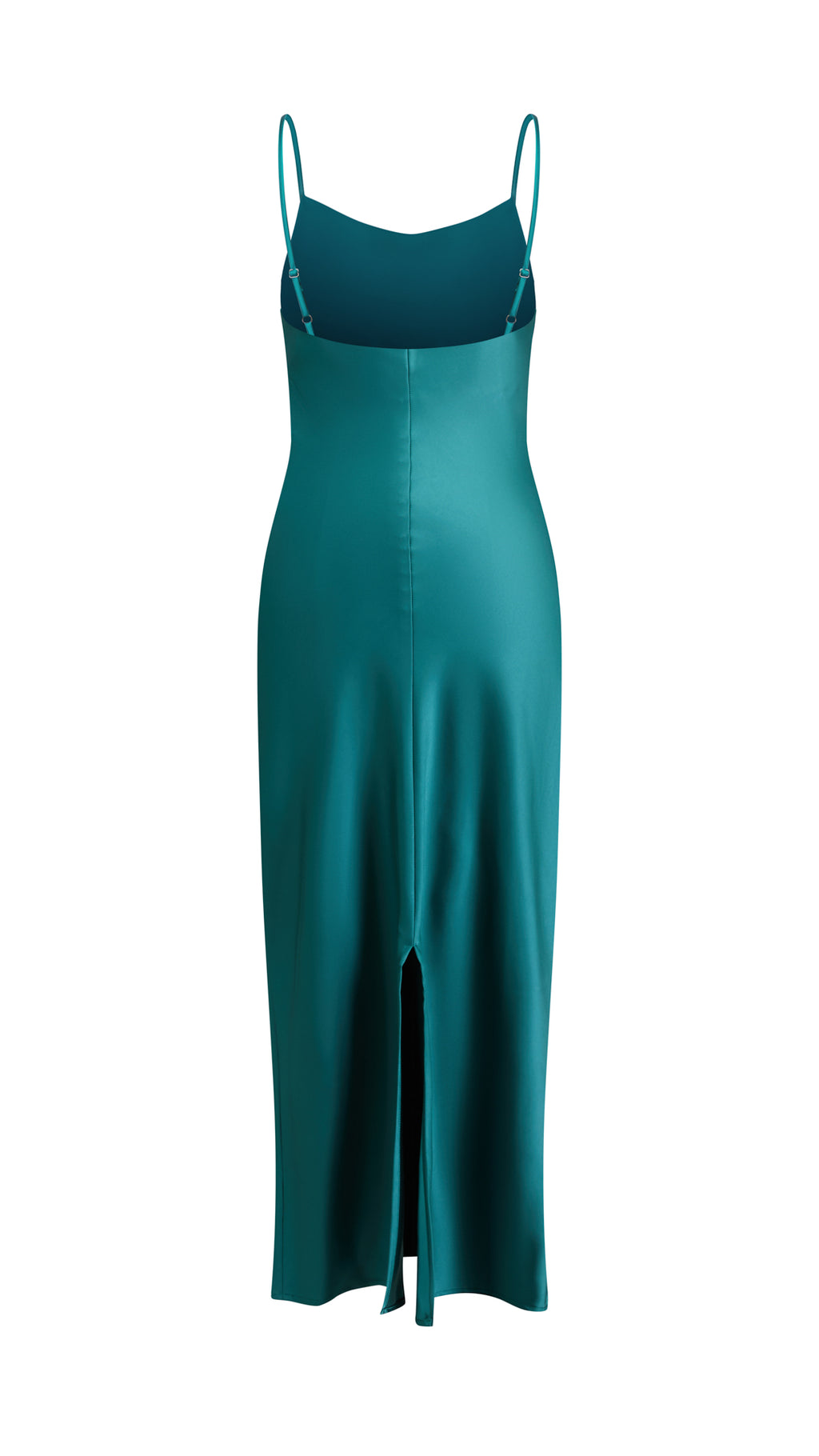 Abito Midi in Satin con Spalline e Scollatura a Collo d'Anatra - Eleganza Senza Tempo per Serate