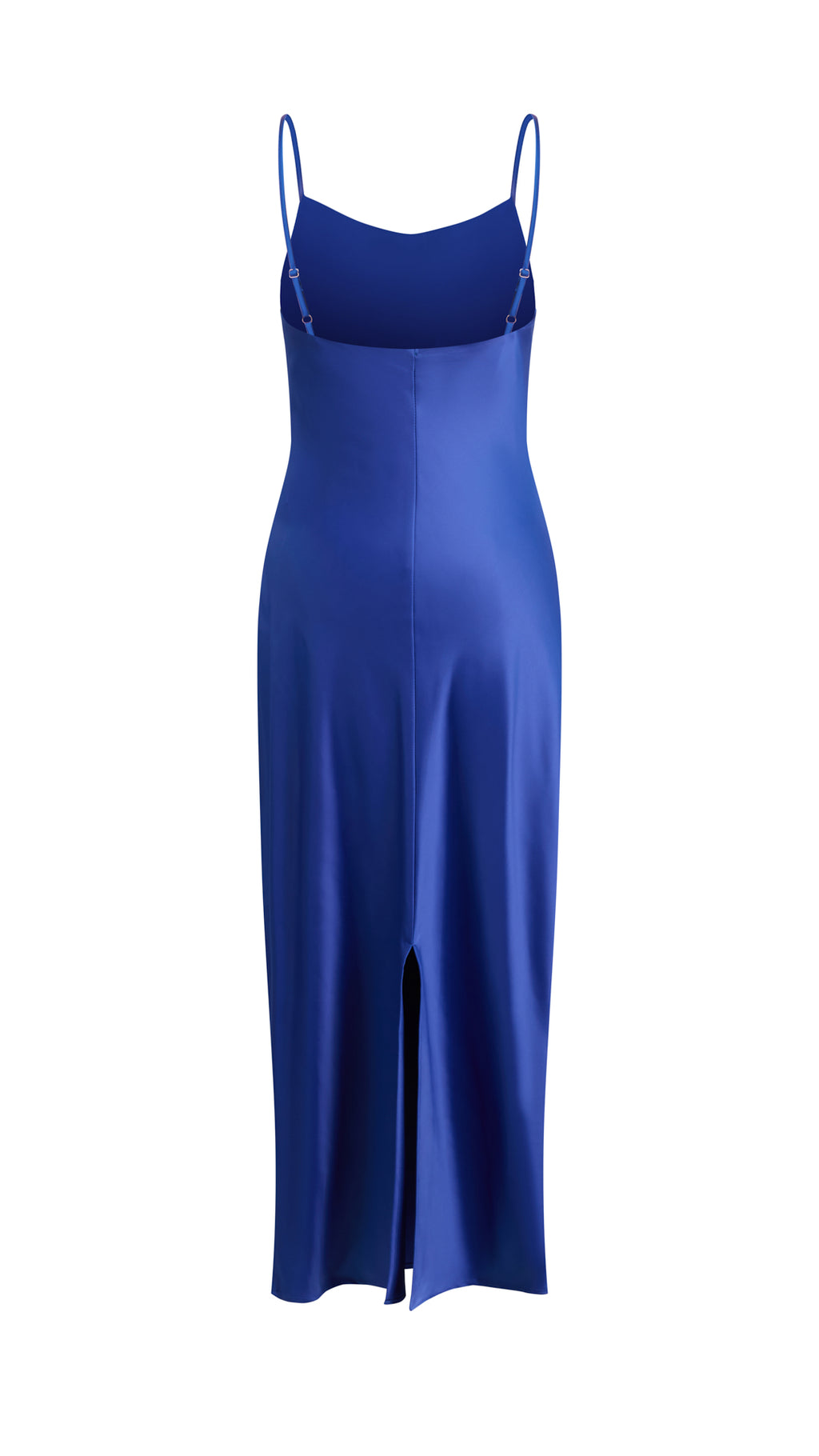 Abito Midi in Satin con Spalline e Scollatura a Collo d'Anatra - Eleganza Senza Tempo per Serate
