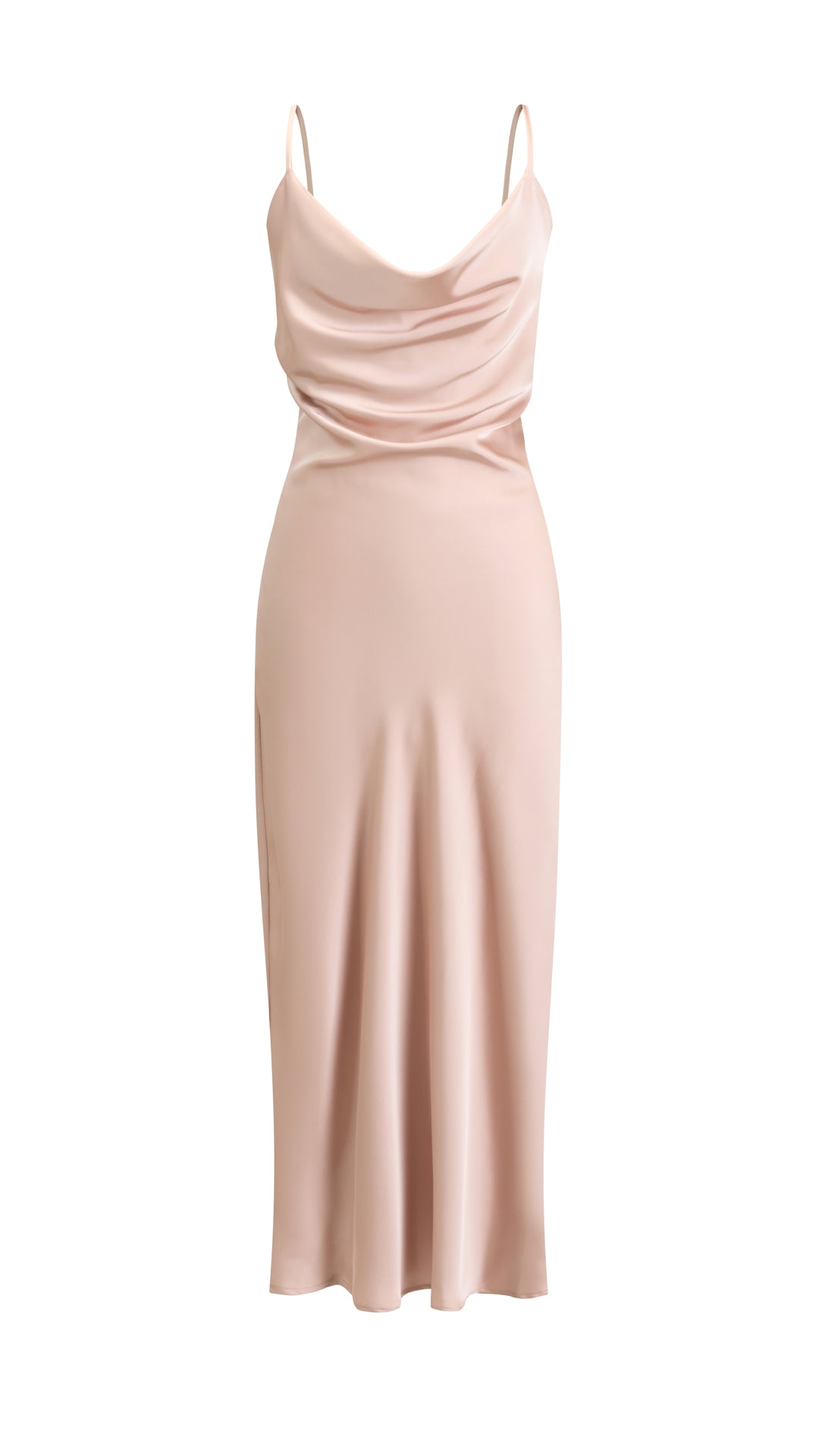 Abito Midi in Satin con Spalline e Scollatura a Collo d'Anatra - Eleganza Senza Tempo per Serate