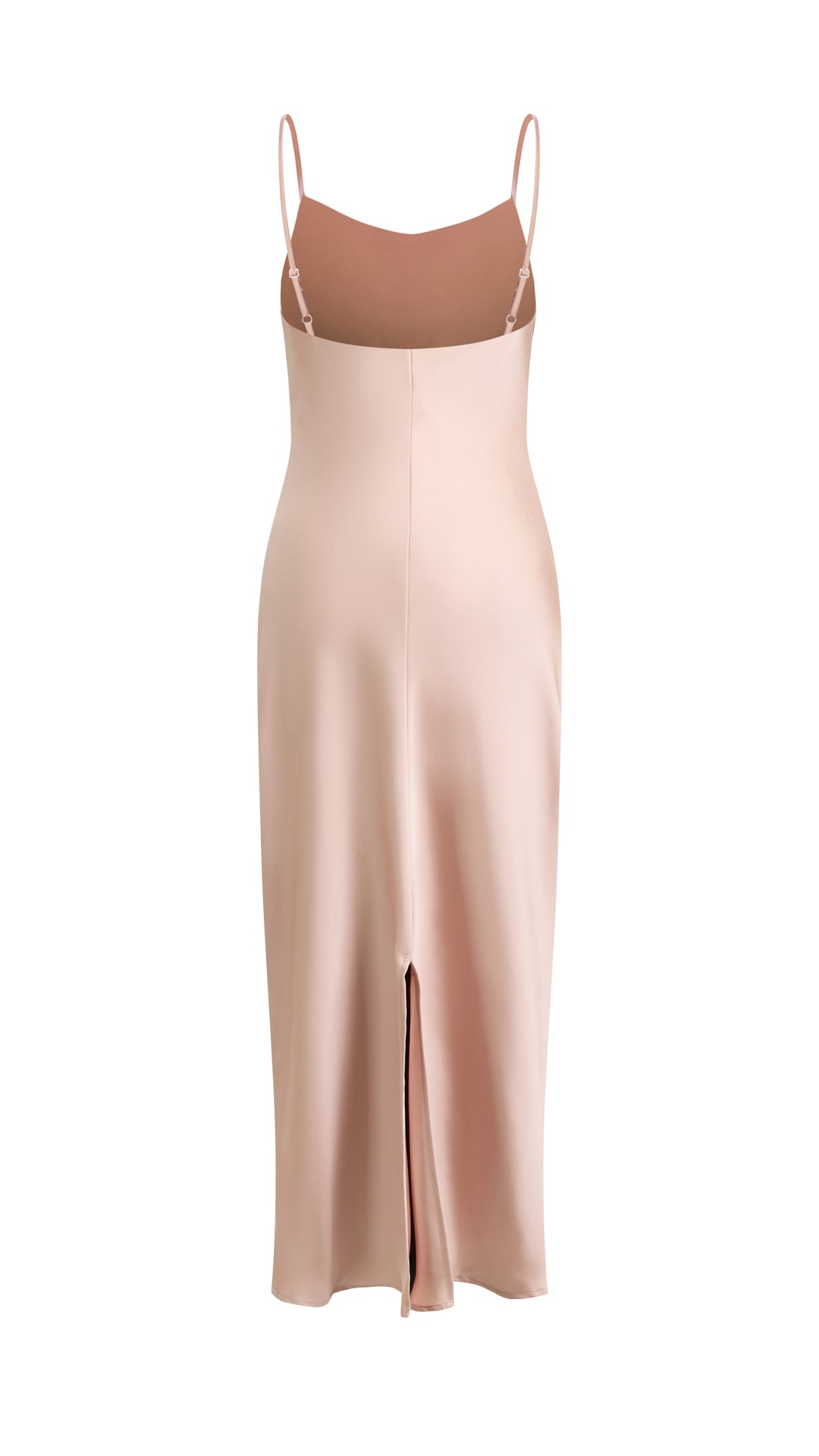 Abito Midi in Satin con Spalline e Scollatura a Collo d'Anatra - Eleganza Senza Tempo per Serate