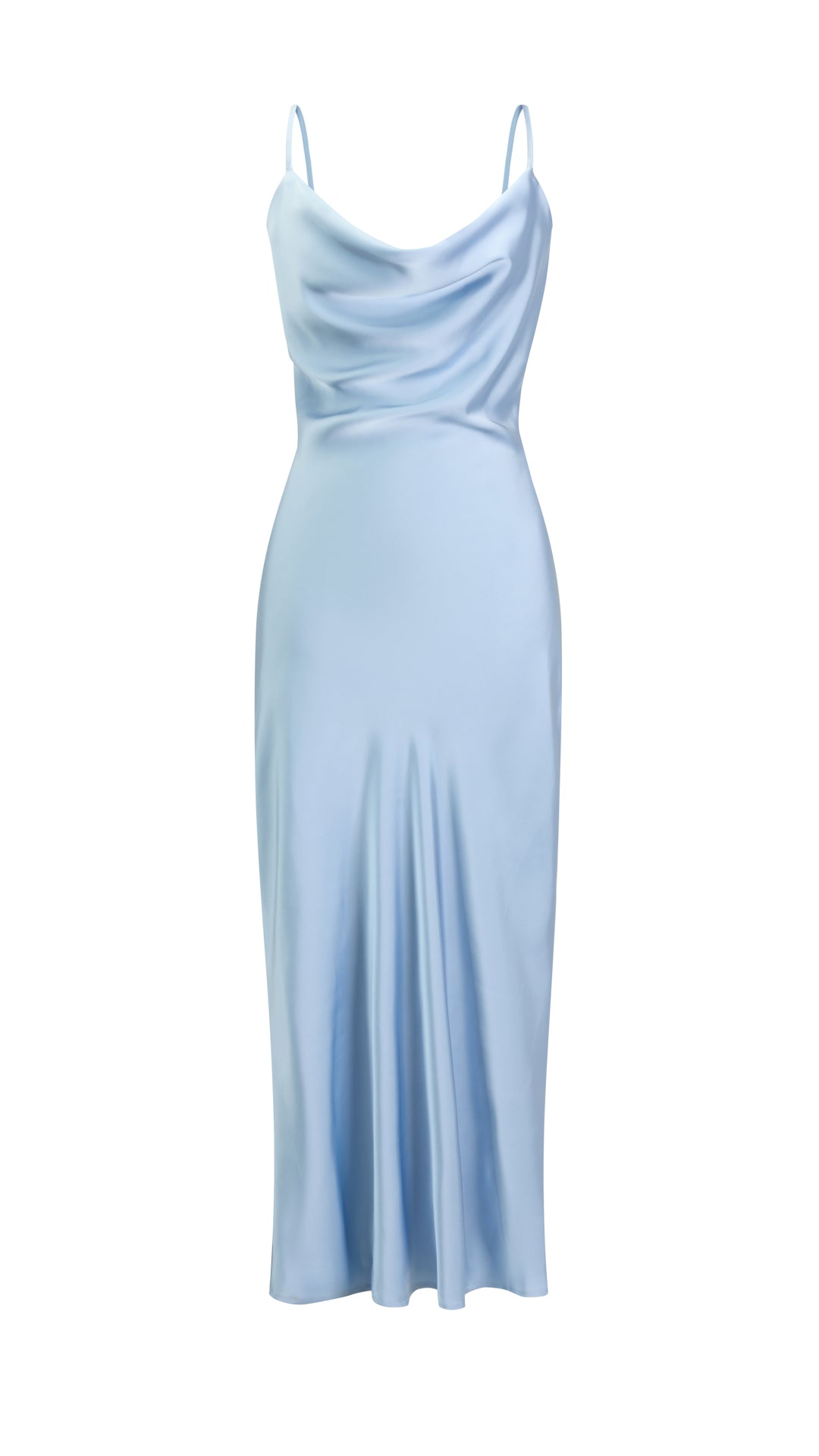 Abito Midi in Satin con Spalline e Scollatura a Collo d'Anatra - Eleganza Senza Tempo per Serate