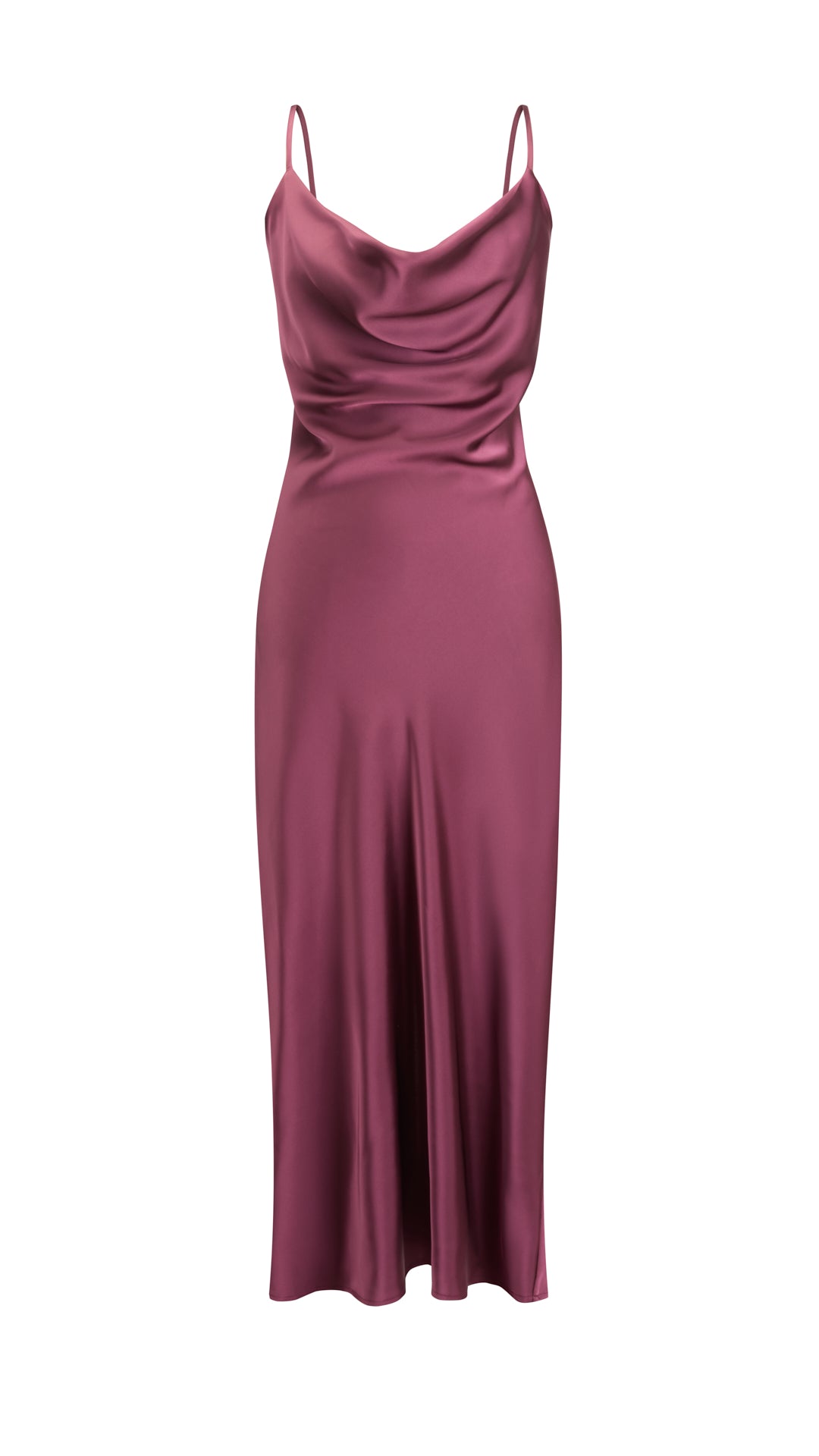 Abito Midi in Satin con Spalline e Scollatura a Collo d'Anatra - Eleganza Senza Tempo per Serate