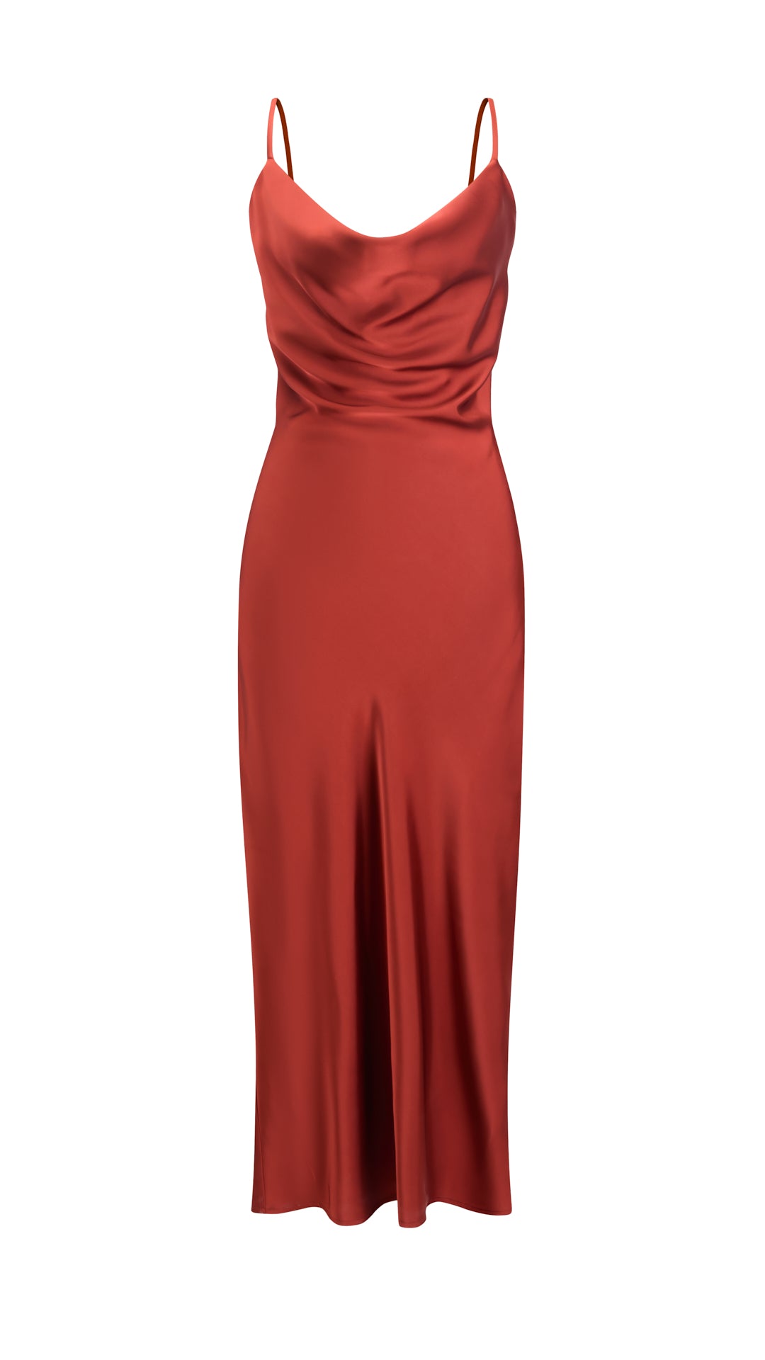 Abito Midi in Satin con Spalline e Scollatura a Collo d'Anatra - Eleganza Senza Tempo per Serate