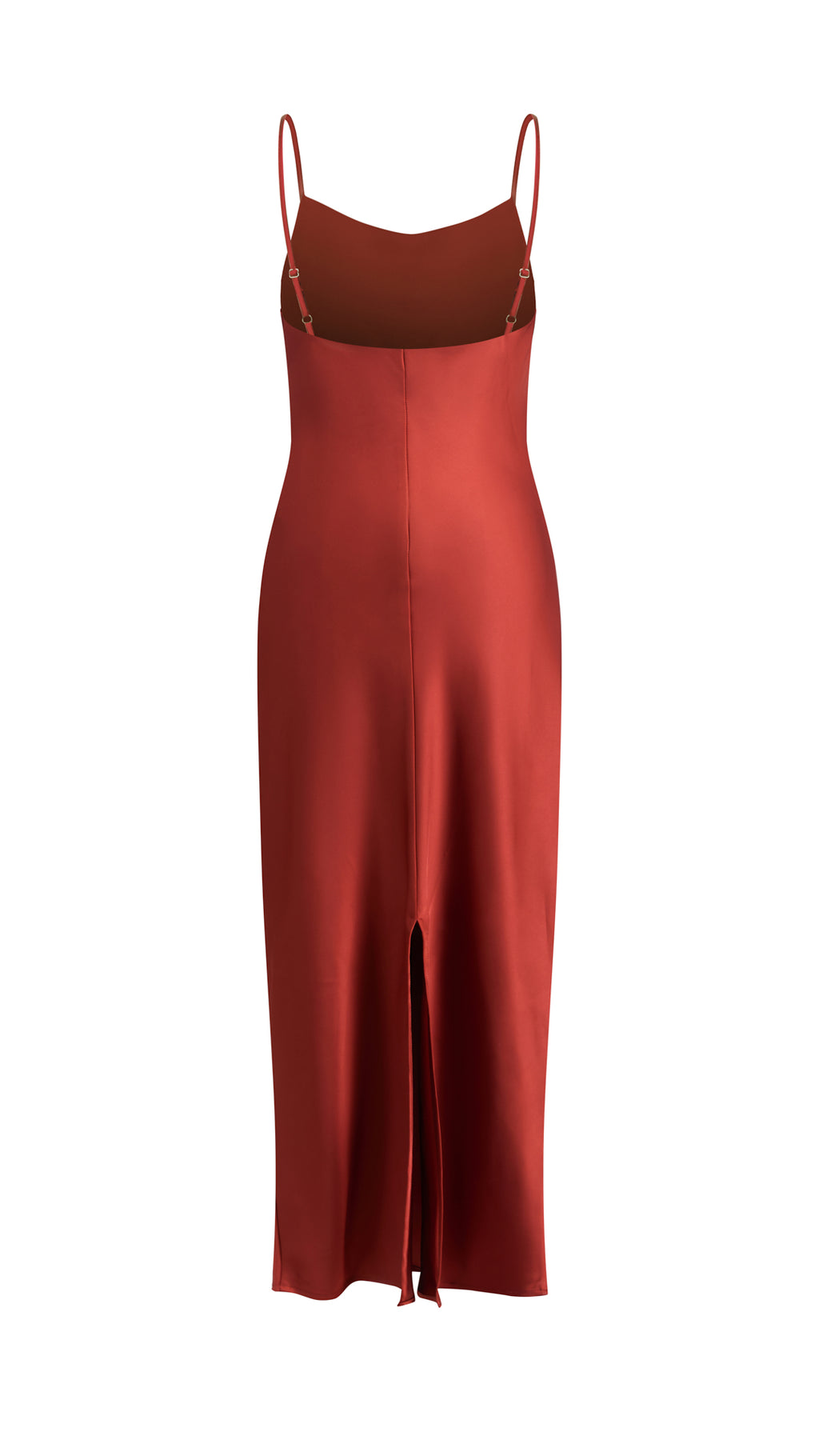 Abito Midi in Satin con Spalline e Scollatura a Collo d'Anatra - Eleganza Senza Tempo per Serate