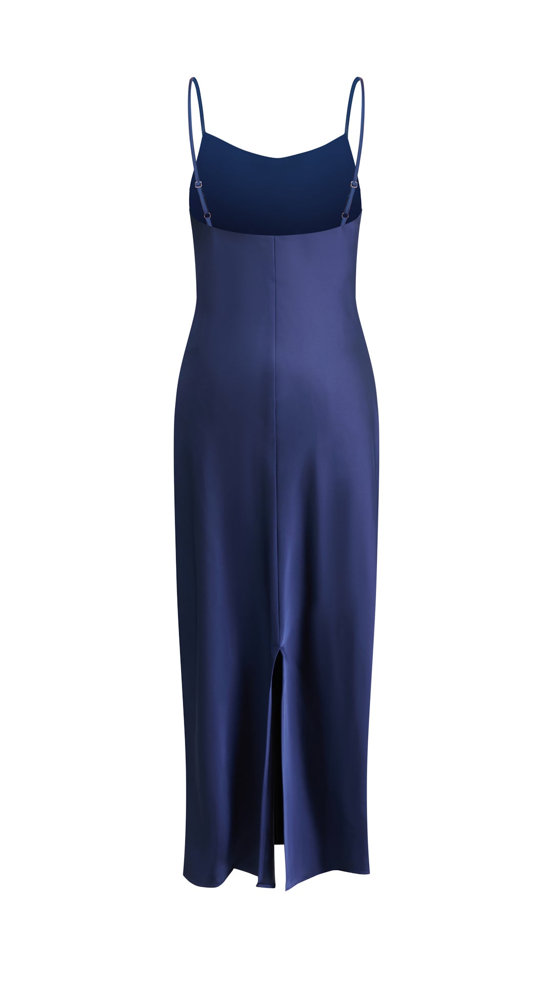 Abito Midi in Satin con Spalline e Scollatura a Collo d'Anatra - Eleganza Senza Tempo per Serate