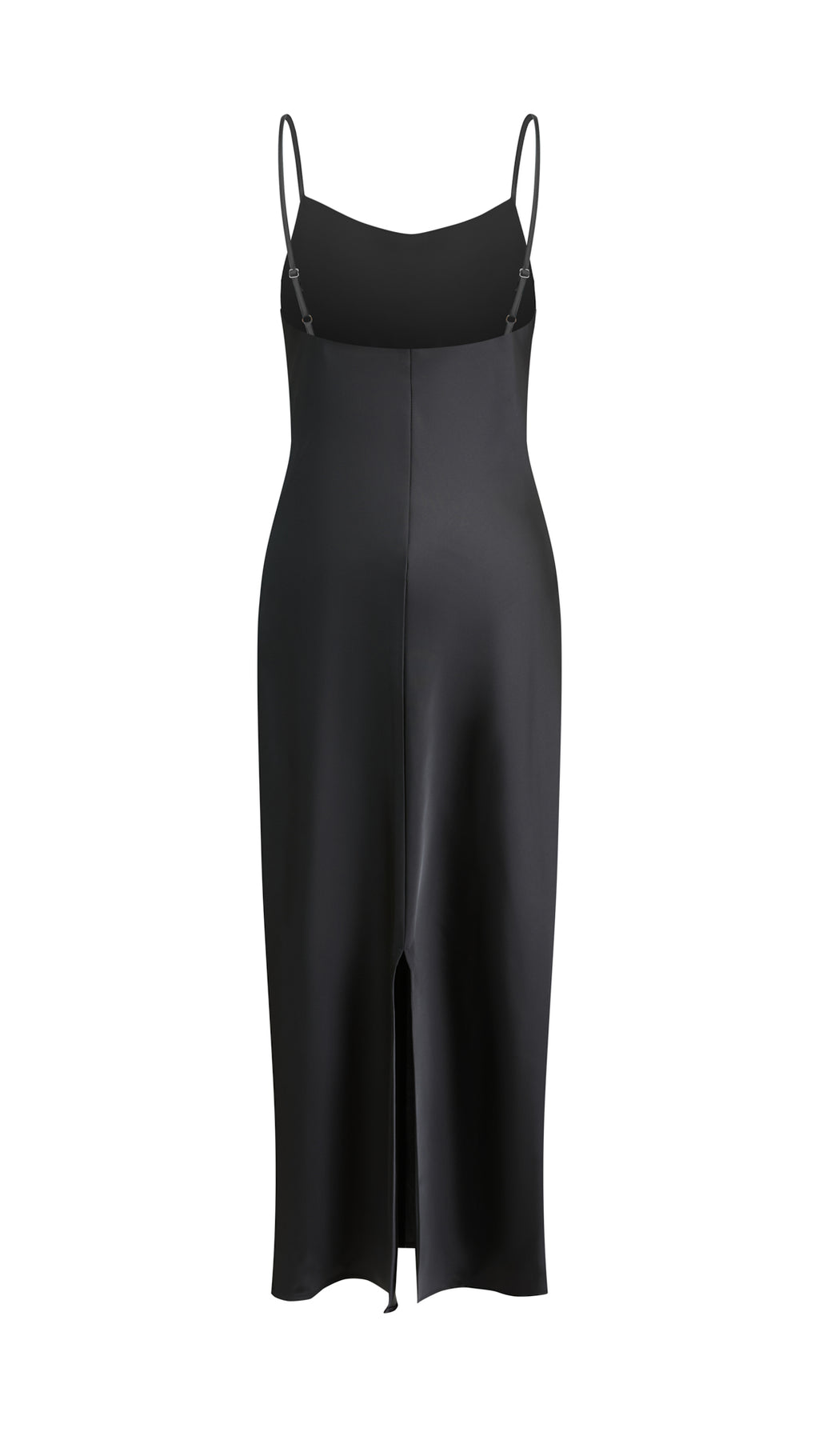 Abito Midi in Satin con Spalline e Scollatura a Collo d'Anatra - Eleganza Senza Tempo per Serate