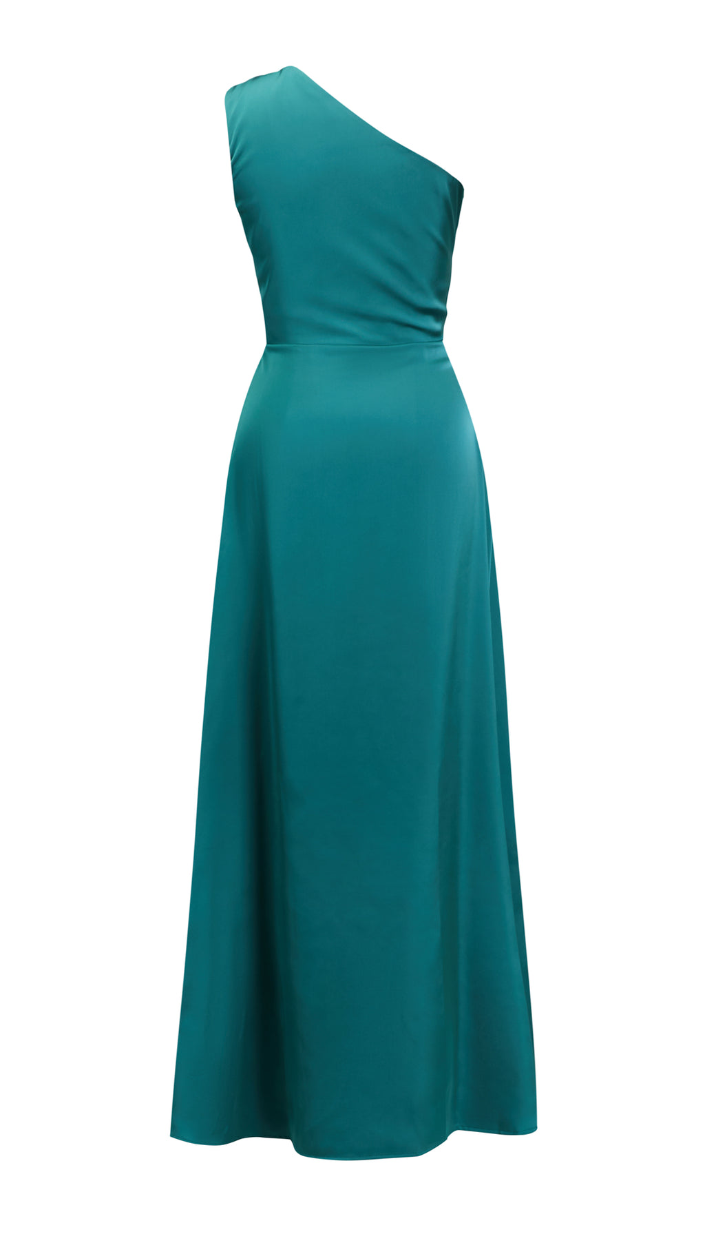 Abito Lungo Monospalla in Satin con Spacco - Eleganza Senza Tempo per Matrimoni e Serate