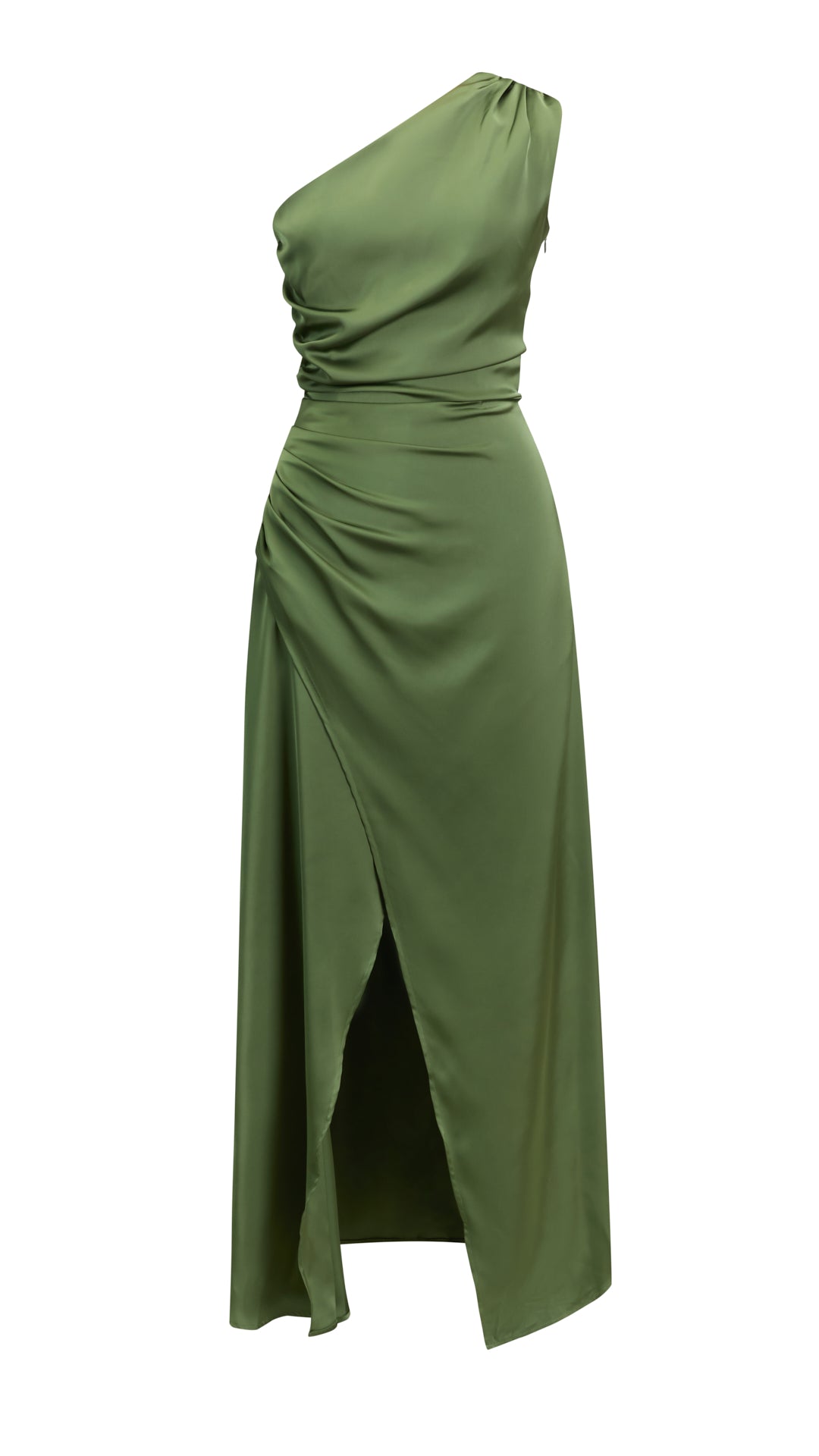 Abito Lungo Monospalla in Satin con Spacco - Eleganza Senza Tempo per Matrimoni e Serate