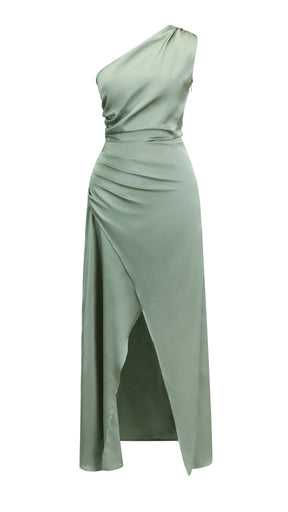 Abito da Sera Monospalla in Satin con Spacco - Elegante e Sensuale per Eventi Speciali