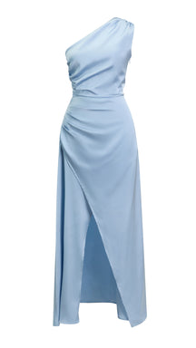Abito Lungo Monospalla in Satin con Spacco - Eleganza Senza Tempo per Matrimoni e Serate