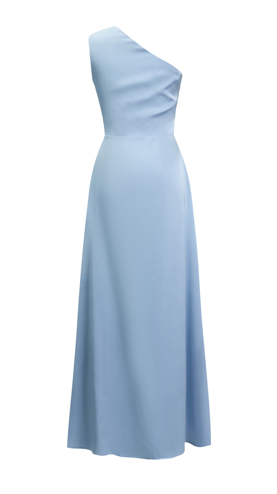 Abito Lungo Monospalla in Satin con Spacco - Eleganza Senza Tempo per Matrimoni e Serate