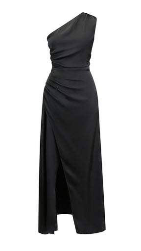 Abito da Sera Monospalla in Satin con Spacco - Elegante e Sensuale per Eventi Speciali