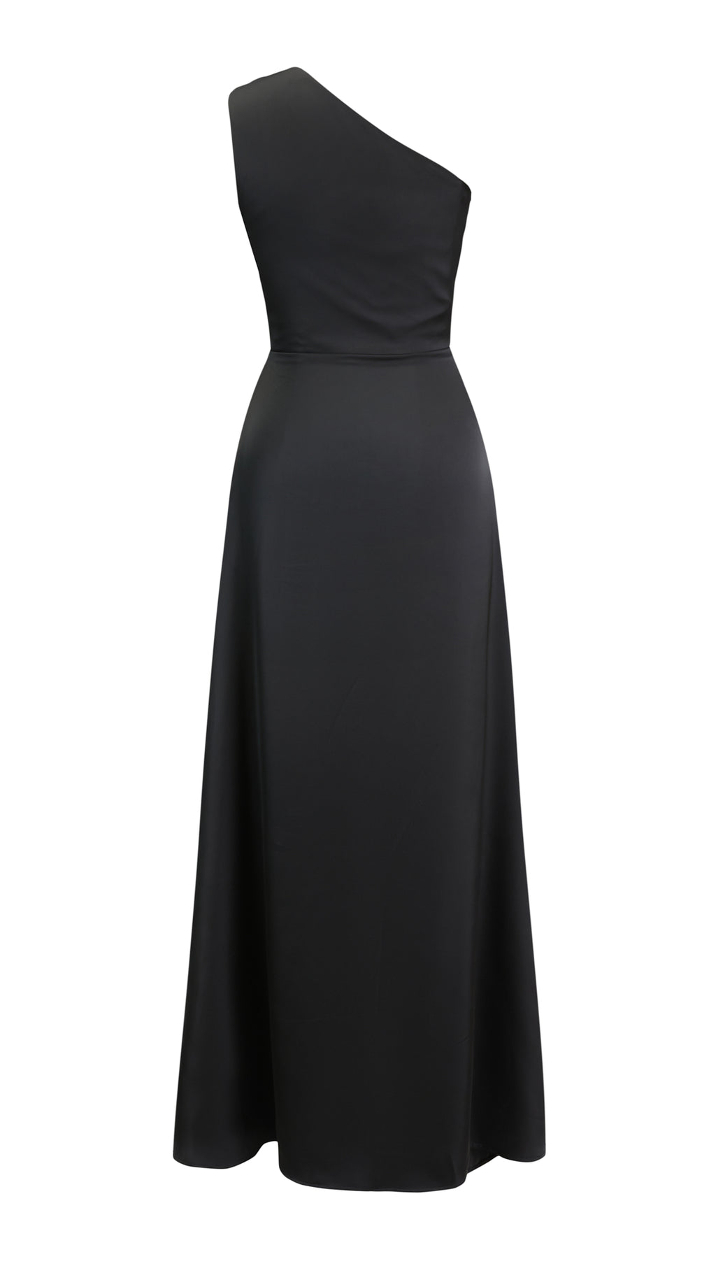 Abito Lungo Monospalla in Satin con Spacco - Eleganza Senza Tempo per Matrimoni e Serate