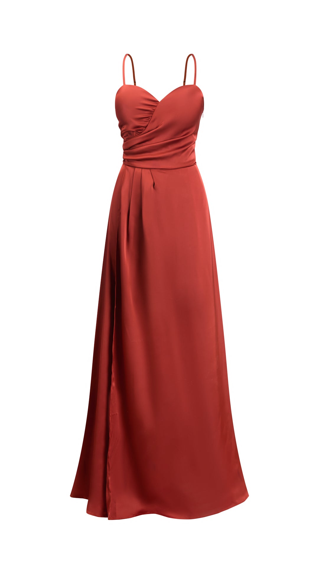 Abito Lungo a Spalline in Satin con Busto a Cuore - Eleganza per Matrimoni e Serate Speciali
