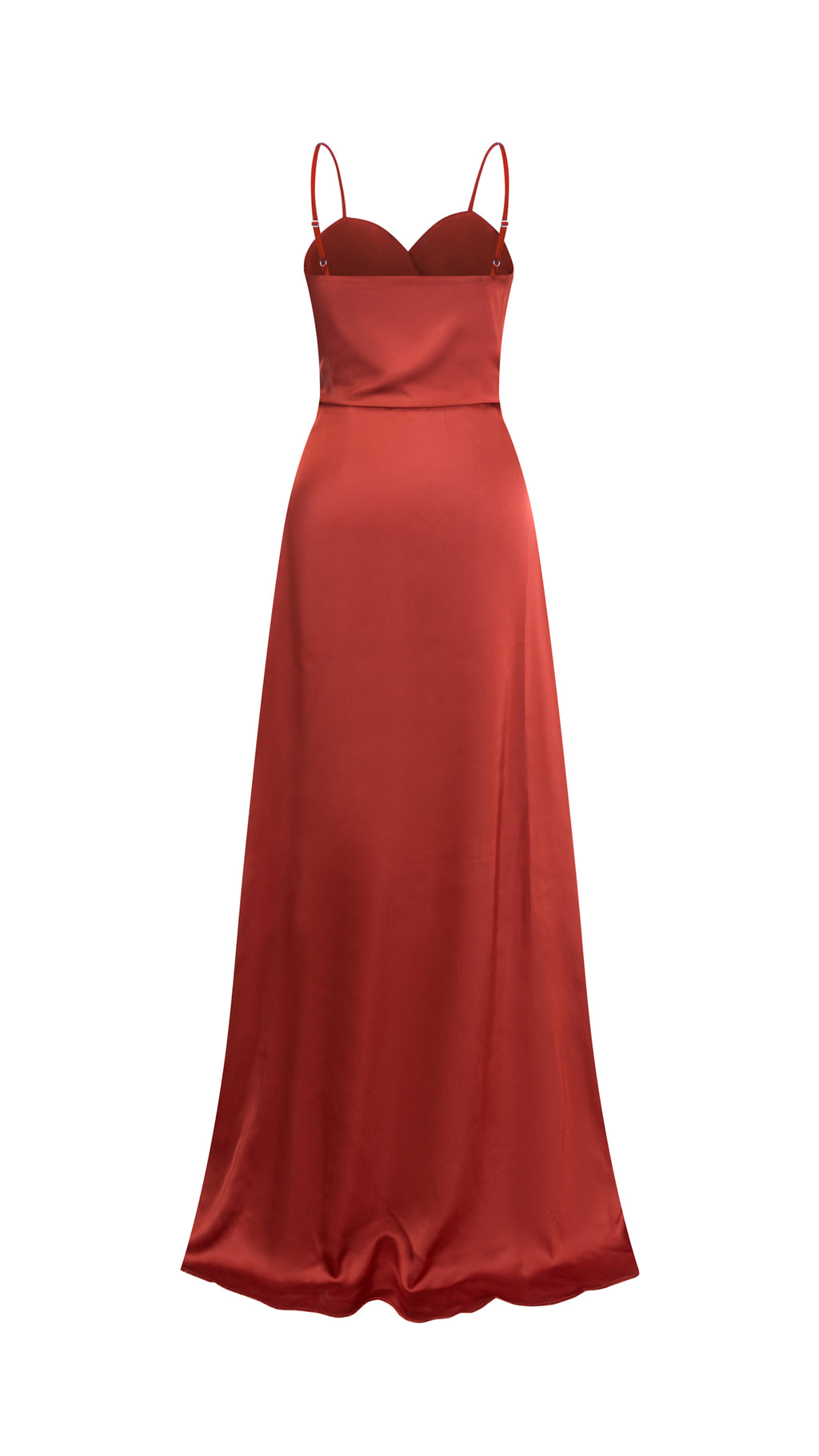Abito Lungo a Spalline in Satin con Busto a Cuore - Eleganza per Matrimoni e Serate Speciali