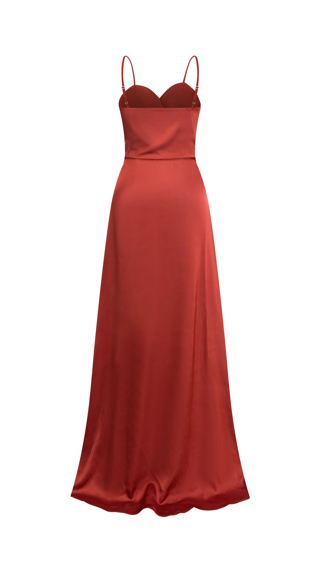 Abito Lungo a Spalline in Satin con Busto a Cuore - Eleganza per Matrimoni e Serate Speciali