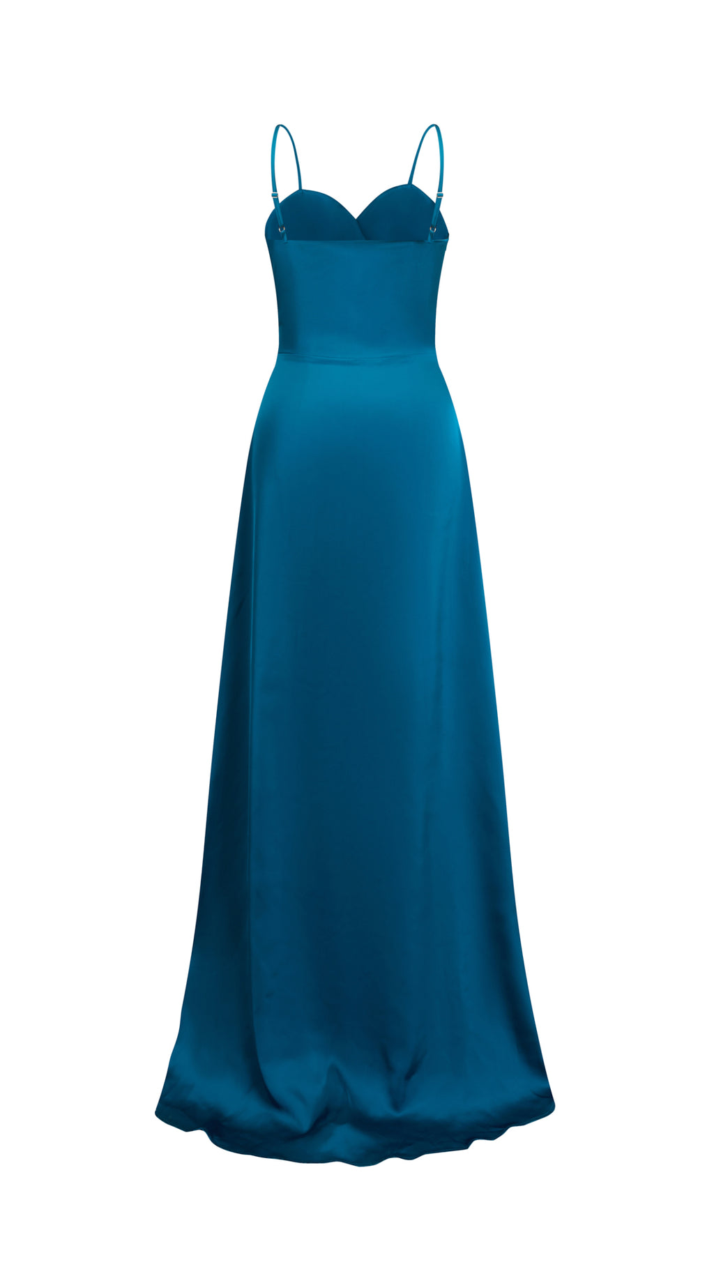 Abito Lungo a Spalline in Satin con Busto a Cuore - Eleganza per Matrimoni e Serate Speciali