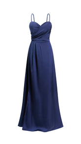 Abito Lungo a Spalline in Satin con Busto a Cuore - Eleganza per Matrimoni e Serate Speciali