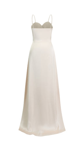 Abito Lungo a Spalline in Satin con Busto a Cuore - Eleganza per Matrimoni e Serate Speciali