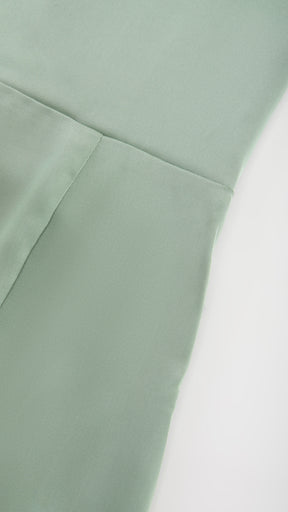 Abito Lungo Monospalla con Collarino e Fiocco in Satin - Eleganza per Matrimoni e Serate Speciali