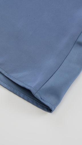 Abito Lungo Monospalla con Collarino e Fiocco in Satin - Eleganza per Matrimoni e Serate Speciali