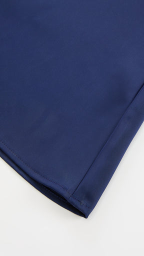 Abito Lungo Monospalla con Collarino e Fiocco in Satin - Eleganza per Matrimoni e Serate Speciali