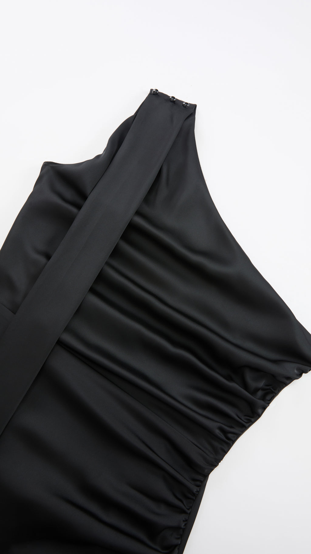Abito Lungo Monospalla con Collarino e Fiocco in Satin - Eleganza per Matrimoni e Serate Speciali（副本）