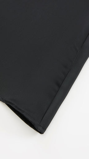 Abito Lungo Monospalla con Collarino e Fiocco in Satin - Eleganza per Matrimoni e Serate Speciali