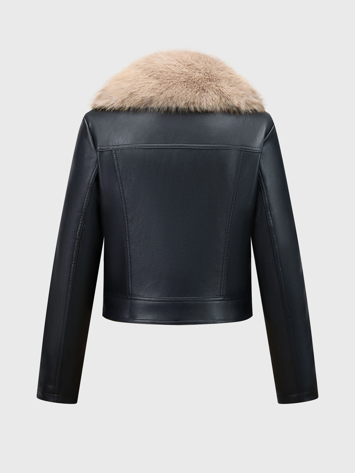 Giubbotto Biker in Pelle con Pelliccia, Giacca Moto Inverno Donna con Collo in Pelliccia, Chiusura a Cerniera e Fibbia Regolabile