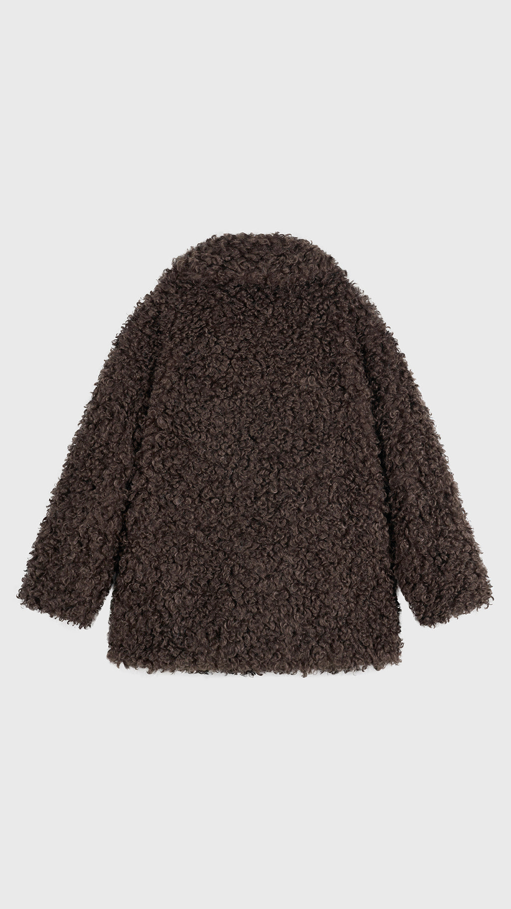 Cappotto Donna in Peluche Sintetico Riccio, Collo a Revers Ampio, Modello Invernale Elegante a Media Lunghezza