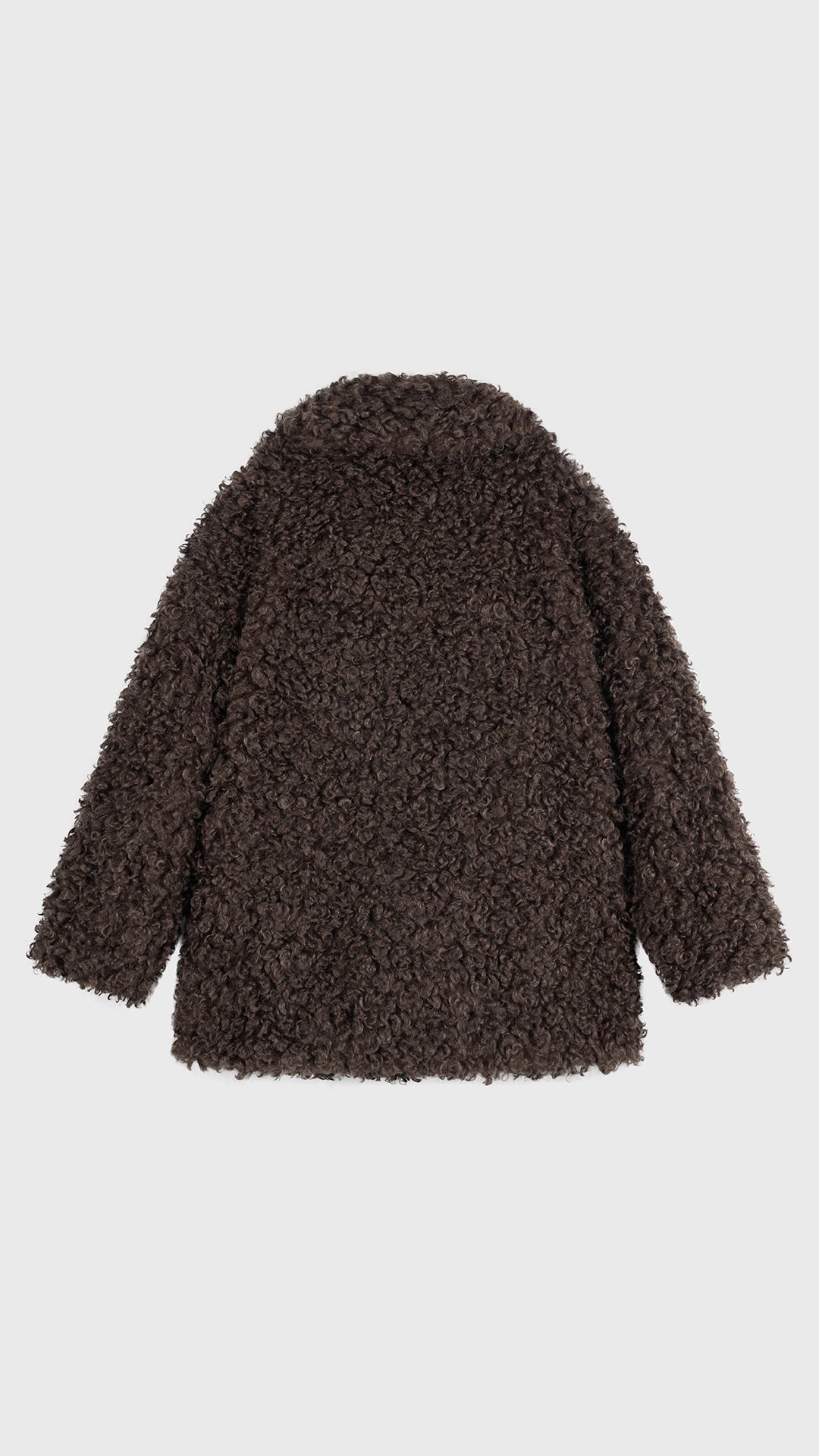 Cappotto Donna in Peluche Sintetico Riccio, Collo a Revers Ampio, Modello Invernale Elegante a Media Lunghezza