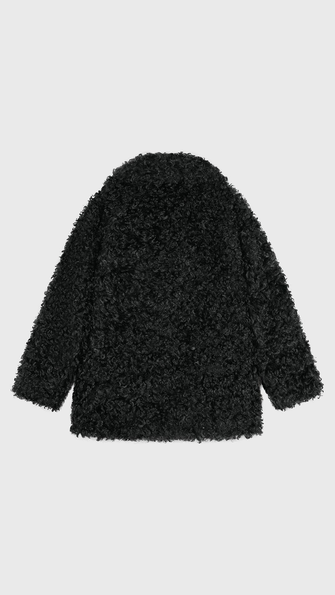 Cappotto Donna in Peluche Sintetico Riccio, Collo a Revers Ampio, Modello Invernale Elegante a Media Lunghezza