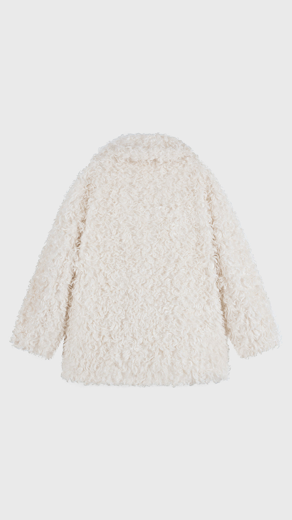 Cappotto Donna in Peluche Sintetico Riccio, Collo a Revers Ampio, Modello Invernale Elegante a Media Lunghezza
