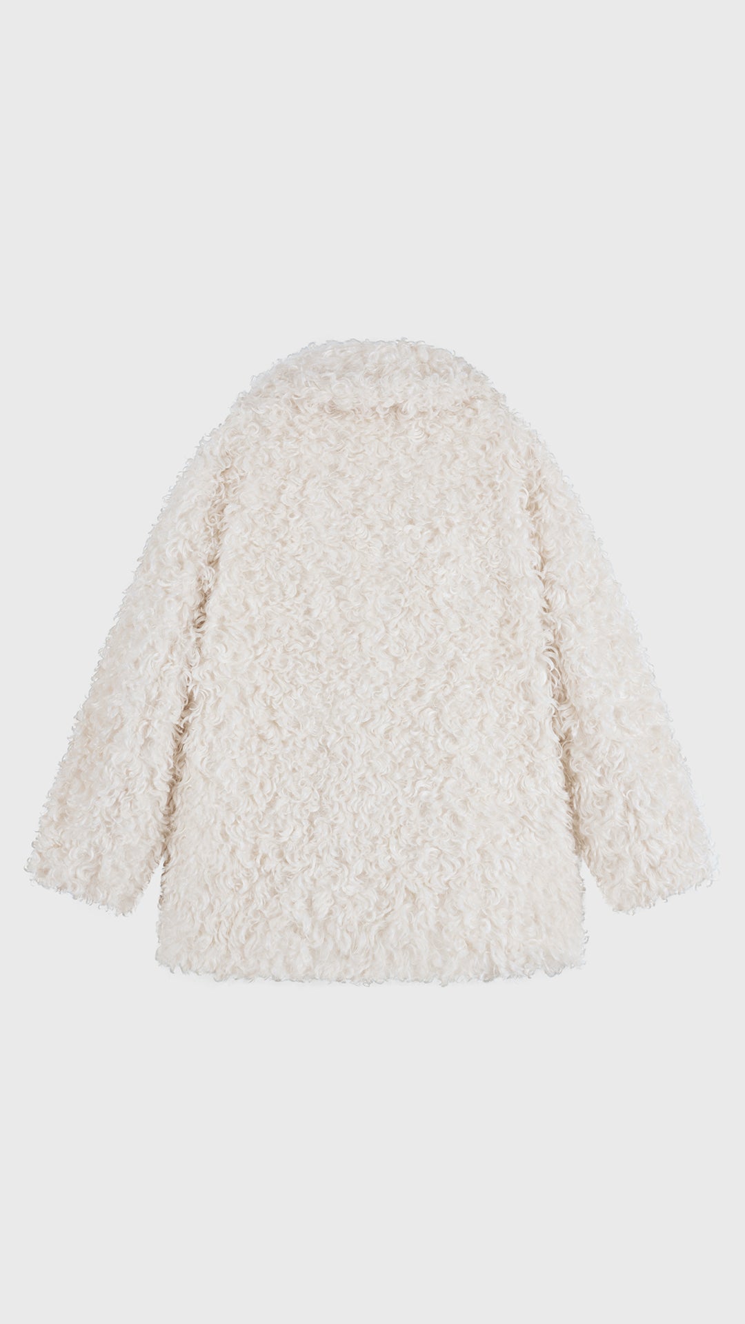Cappotto Donna in Peluche Sintetico Riccio, Collo a Revers Ampio, Modello Invernale Elegante a Media Lunghezza
