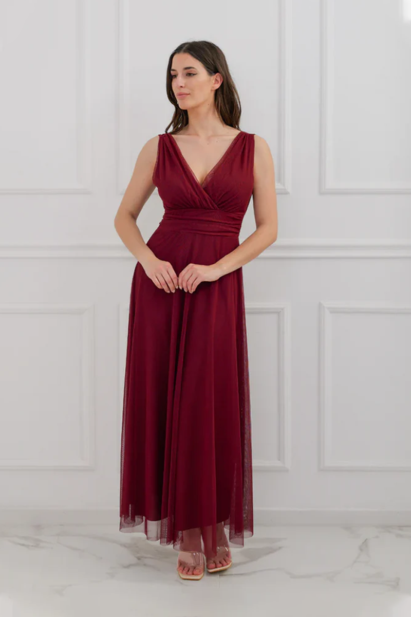 Abito da damigella in tulle con scollo a V Flavia