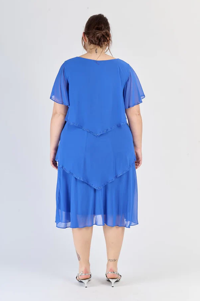 Abito “Marea” – Vestito Midi in Chiffon con Taglio a V Sovrapposto (Taglie comode)