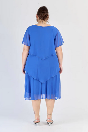 Rochie „Marea” – Rochie midi din șifon cu decolteu în V suprapus (Mărimi mari)