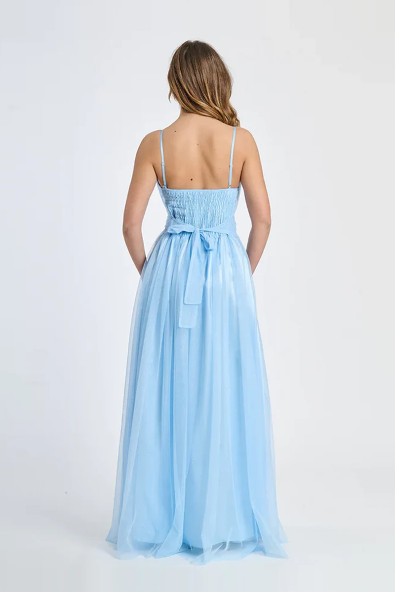 Stella long dress in shiny tulle